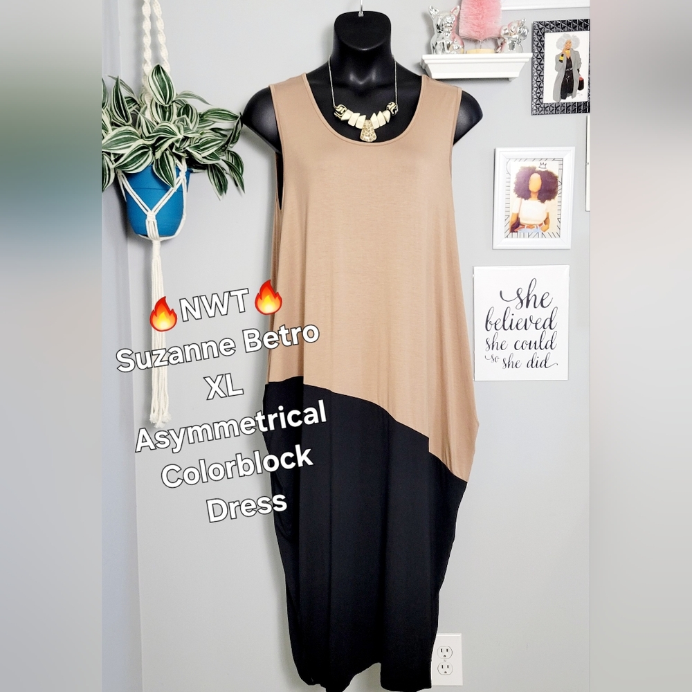 🔥NWT Suzanne Betro XL Colorblock Sleeveless Dress